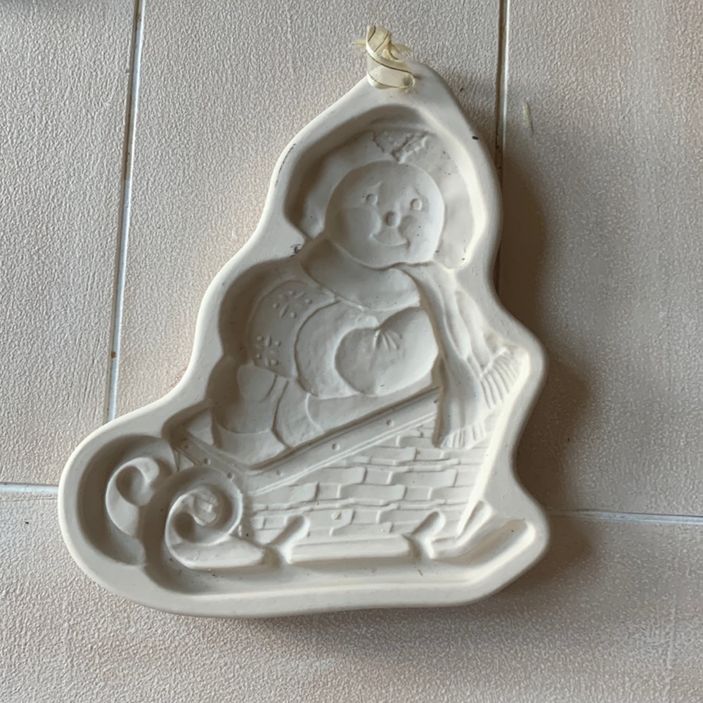 Longaberger Pottery 1998 Snow Friends Sleigh Bells Cookie Mold Limited Edition